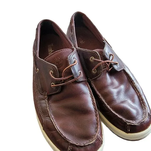 TIMBERLAND 2 Eye Boat Shoes Burgundy Leather Deck Shoes 10.5