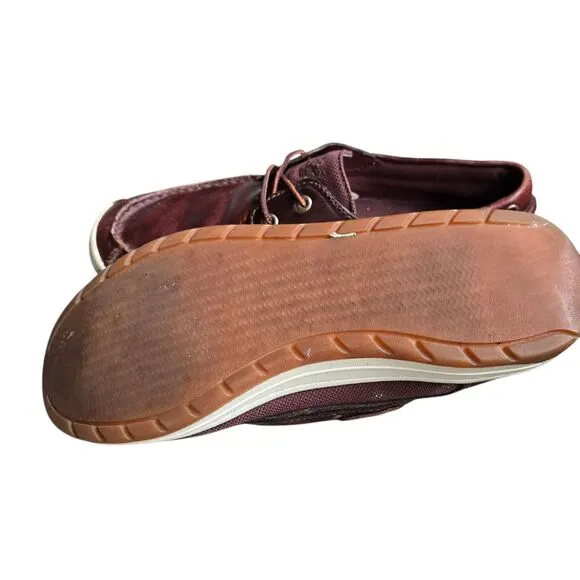 TIMBERLAND 2 Eye Boat Shoes Burgundy Leather Deck Shoes 10.5