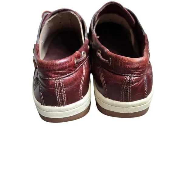 TIMBERLAND 2 Eye Boat Shoes Burgundy Leather Deck Shoes 10.5