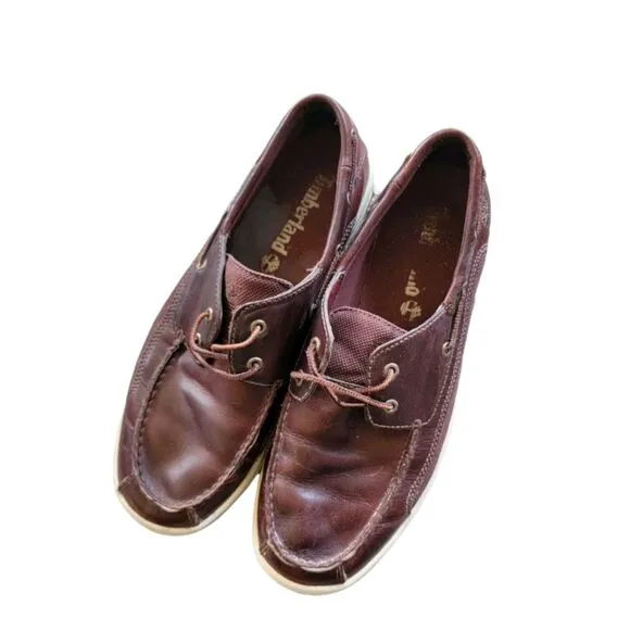 TIMBERLAND 2 Eye Boat Shoes Burgundy Leather Deck Shoes 10.5