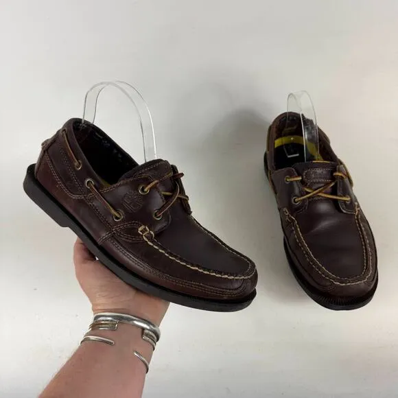Timberland Earthkeepers Kiawah Bay Boat Shoes Men's 8 Brown Leather Lace Up