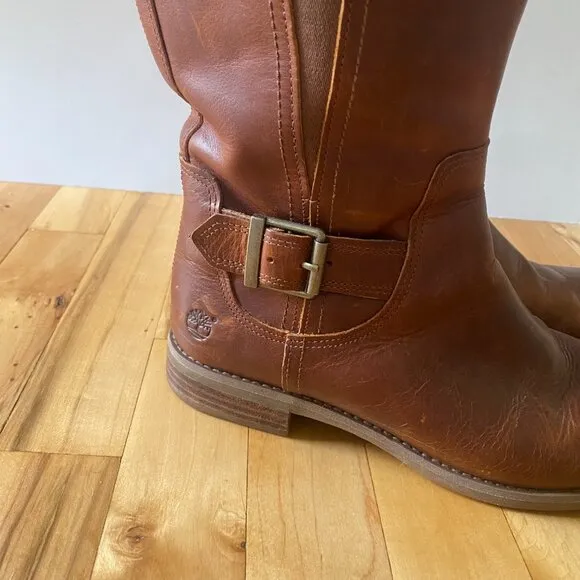 Timberland EK Savin Hill Tall Brown Leather‎ Boot Women's Size 9.5