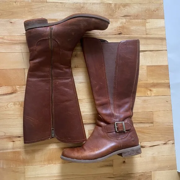 Timberland EK Savin Hill Tall Brown Leather‎ Boot Women's Size 9.5