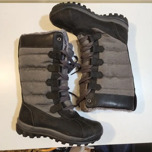 TIMBERLAND Mt. HAYES Women's Tall Waterproof insulated Snow Two Tones size 6