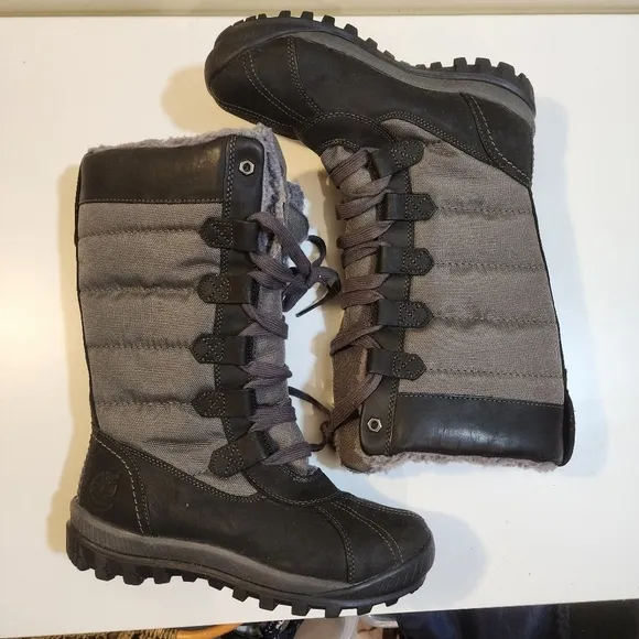 TIMBERLAND Mt. HAYES Women's Tall Waterproof insulated Snow Two Tones size 6