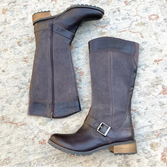 Timberland NWOT New Bethel 8323A Brown Leather Zip Up Tall Boots Women's Sz 10