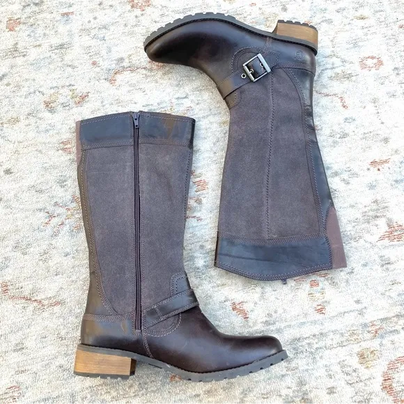 Timberland NWOT New Bethel 8323A Brown Leather Zip Up Tall Boots Women's Sz 10