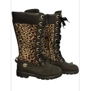 Timberland Women’s Brown Leopard Tall Boots Size 6.5 (youth4.5)