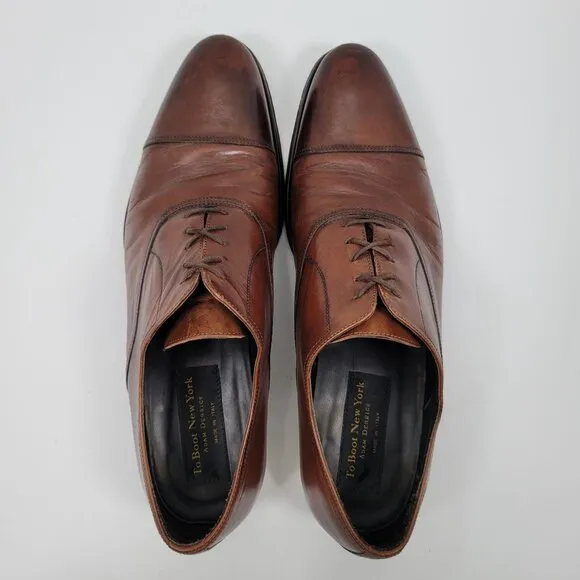 To The Boot New York Adam Derrick Men's Brown Leather Oxford Shoes US Size 11.5
