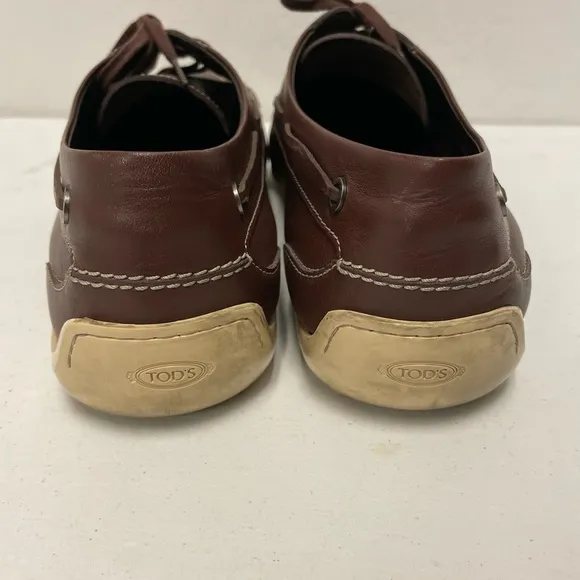 TOD’S Made in Italy Square Toe Boat Shoe in Brown Leather Size 13 $695