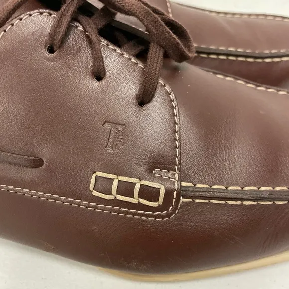 TOD’S Made in Italy Square Toe Boat Shoe in Brown Leather Size 13 $695