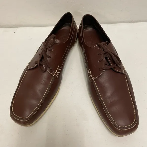 TOD’S Made in Italy Square Toe Boat Shoe in Brown Leather Size 13 $695