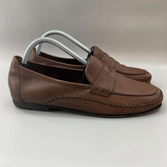 TOD’S Men Size 9.5 US, 8.5 UK Shoes Brown Leather Slip-On Driving Penny Loafers
