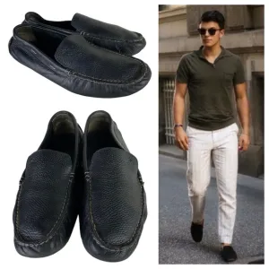 Tommy Bahama Pagota Mens 13 Loafers Shoes Driving Mocs Leather Black Slip On