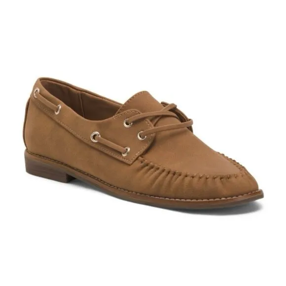 Tommy Bahama Women's Nahara Leather Moccasin Boat Flat Loafers in Brown Size 8