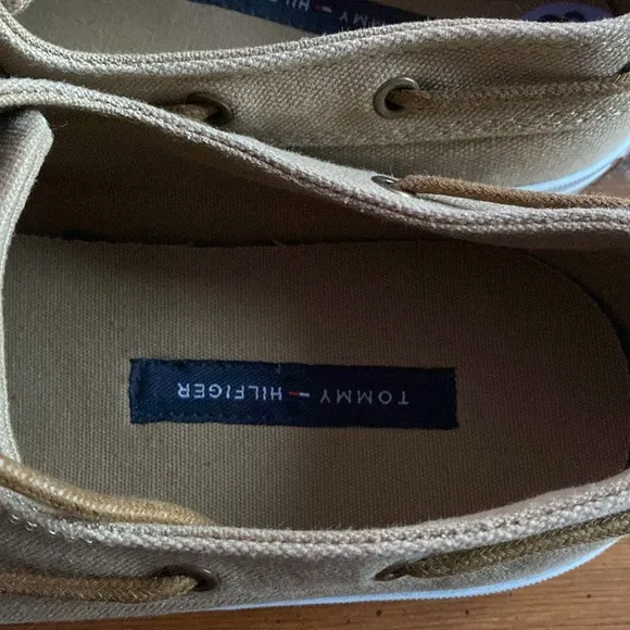 Tommy Hilfiger Tan Canvas Boat Shoes