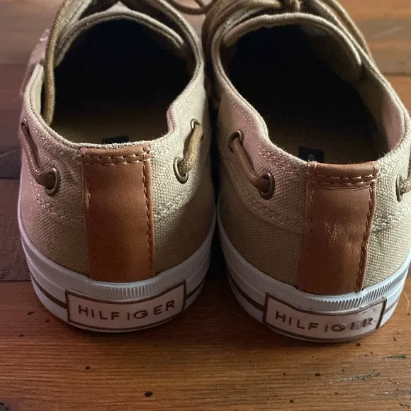 Tommy Hilfiger Tan Canvas Boat Shoes