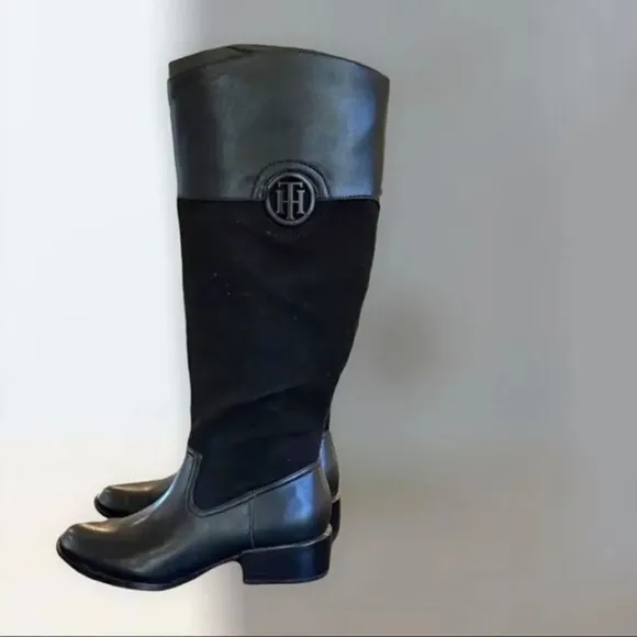 TOMMY Hilfiger Women's Black Knee High MADELEN Equestrian Boots Size 6.5