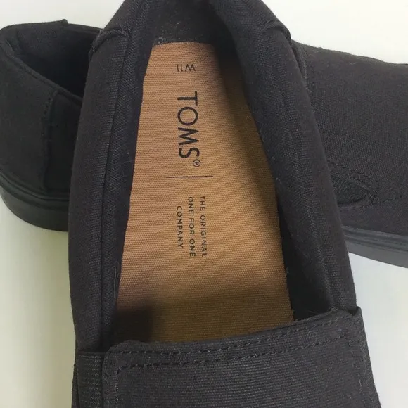 Toms Luca Black Canvas Slip On Shoes, Sz 11