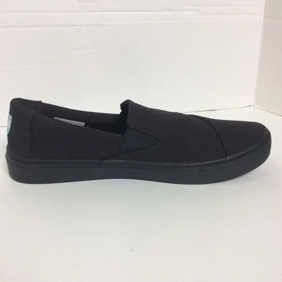Toms Luca Black Canvas Slip On Shoes, Sz 11