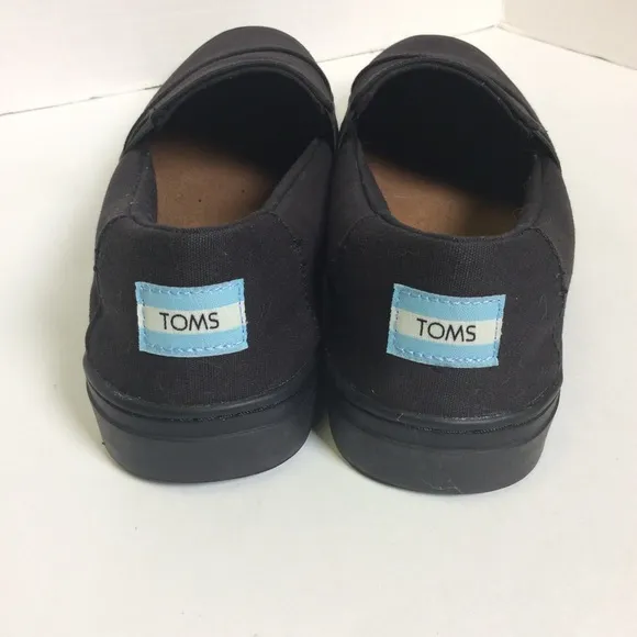 Toms Luca Black Canvas Slip On Shoes, Sz 11