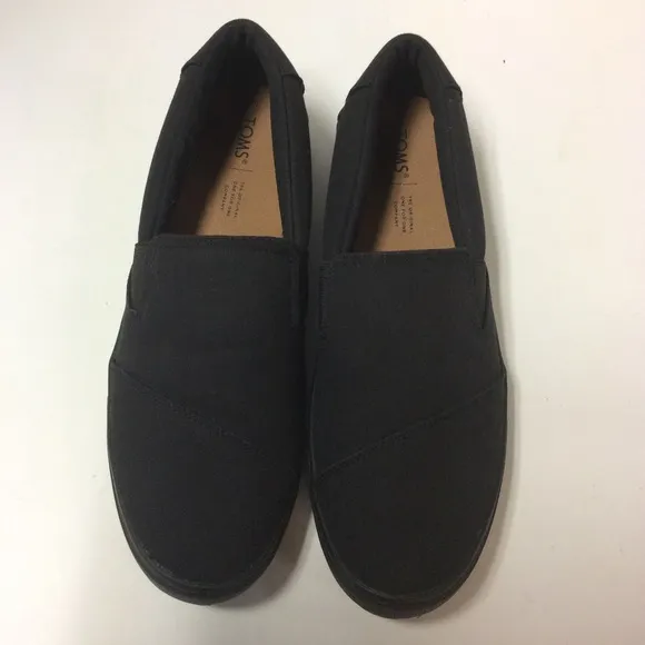 Toms Luca Black Canvas Slip On Shoes, Sz 11
