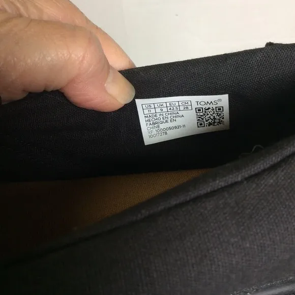 Toms Luca Black Canvas Slip On Shoes, Sz 11