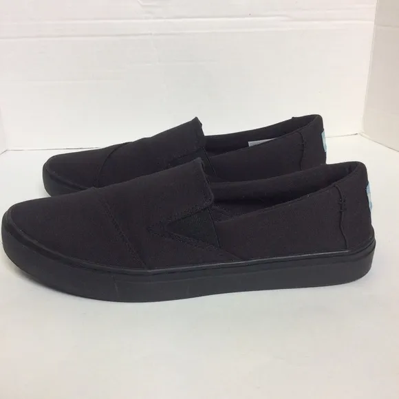 Toms Luca Black Canvas Slip On Shoes, Sz 11