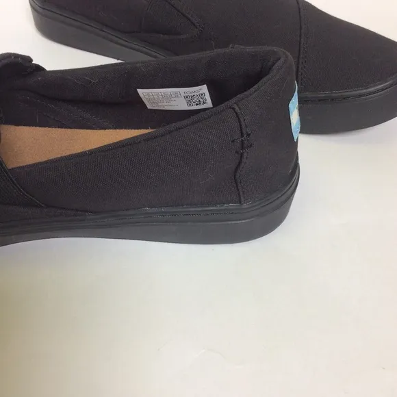 Toms Luca Black Canvas Slip On Shoes, Sz 11