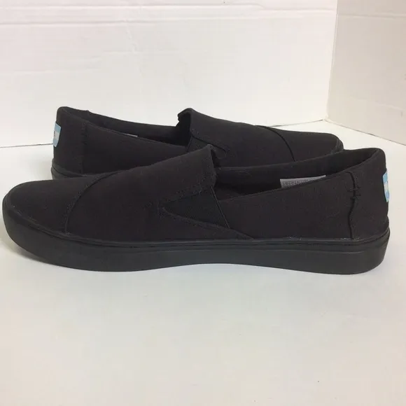Toms Luca Black Canvas Slip On Shoes, Sz 11
