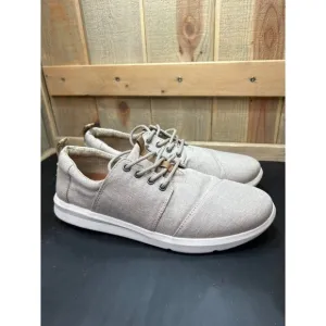 TOMS Mens Casual Lace-Up Sneakers Size 10.5 Beige Canvas Shoes