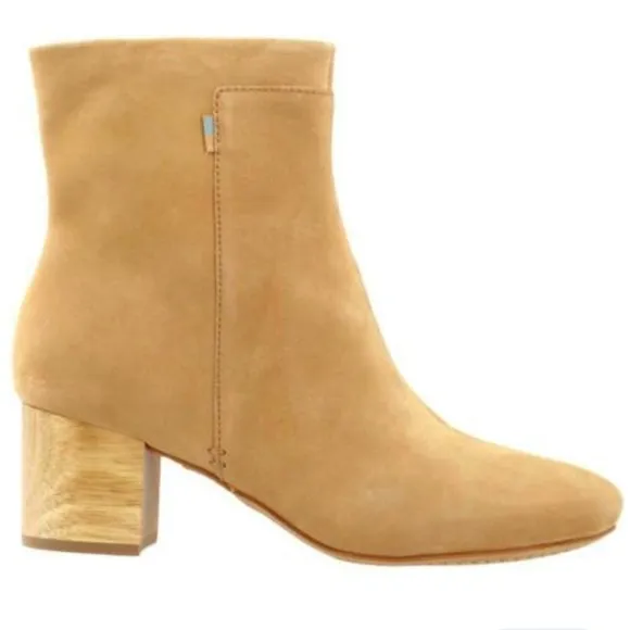 Toms Women Evie Comfort Leather Mid  Heels Boots shoes sz 10