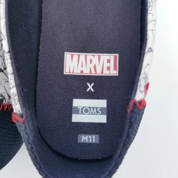 Toms x Marvel Collab White Concept Art Print  Canvas Slip-On Shoes Men's 11