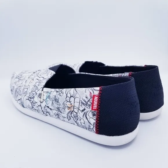 Toms x Marvel Collab White Concept Art Print  Canvas Slip-On Shoes Men's 11
