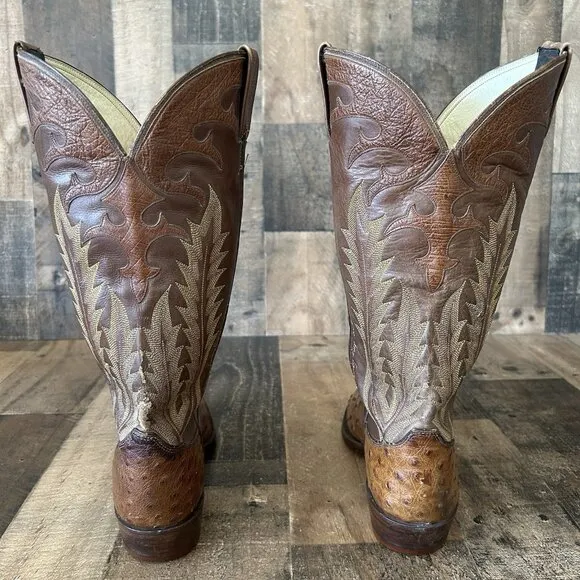 Tony Lama Vintage 1984 Signature Series Full Ostrich Cowboy Boots Mens 8 D