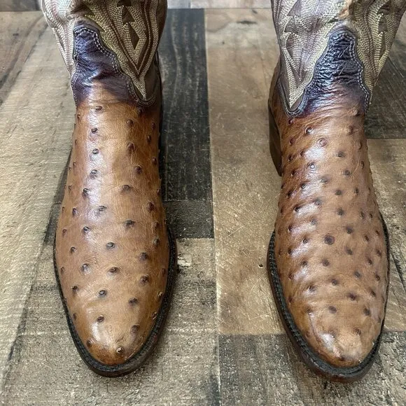 Tony Lama Vintage 1984 Signature Series Full Ostrich Cowboy Boots Mens 8 D