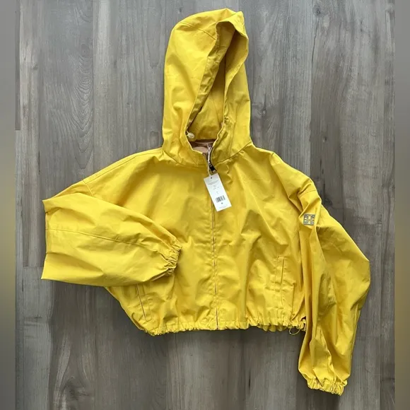 Tory Burch Double-Faced Canvas Cropped Yellow Jacket S
