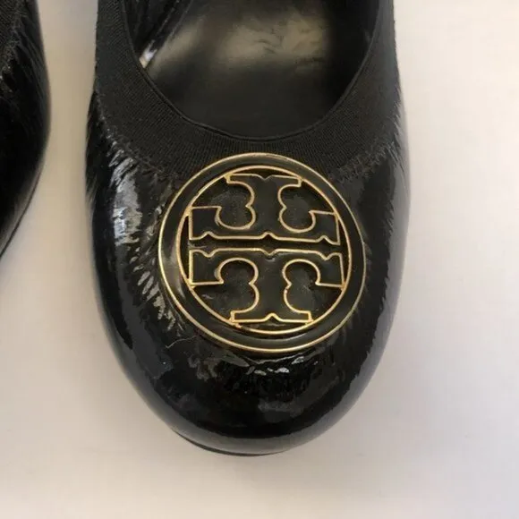 Tory Burch Heels Shoes Black Leather Size 9 Close Toe