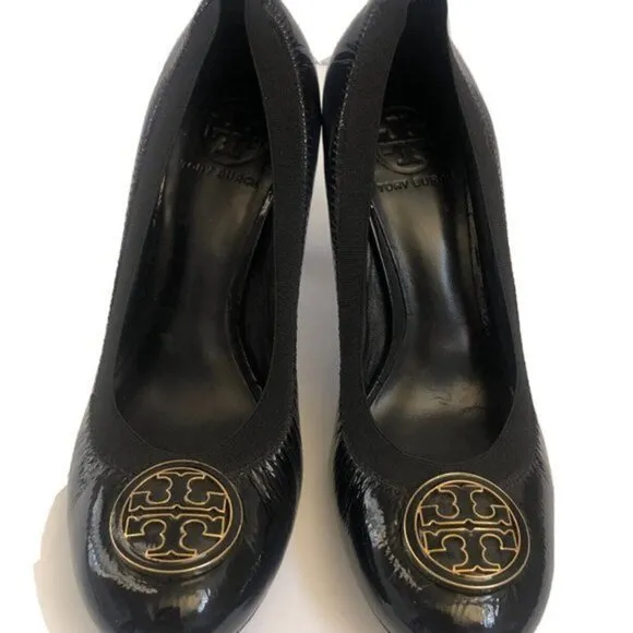 Tory Burch Heels Shoes Black Leather Size 9 Close Toe