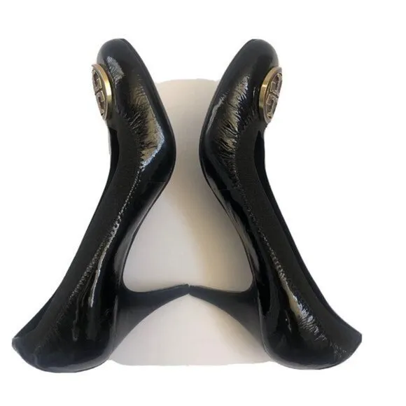 Tory Burch Heels Shoes Black Leather Size 9 Close Toe