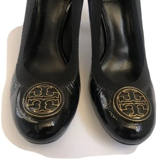 Tory Burch Heels Shoes Black Leather Size 9 Close Toe