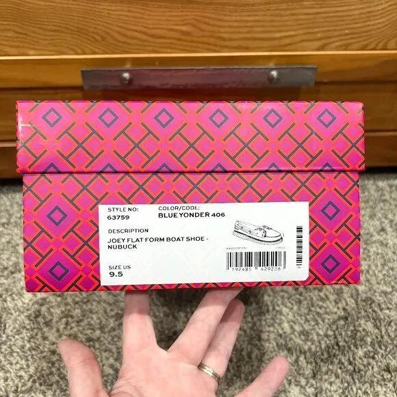 Tory Burch Joey Platform Boat Shoes Nubuck Blue Leather NEW in Box Women's 9.5