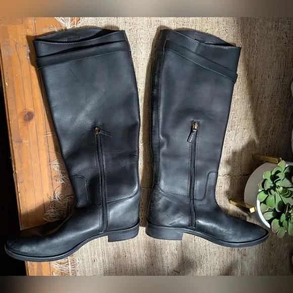 Tory Burch • T Hardware Equestrian Riding Boots Tall Black Leather