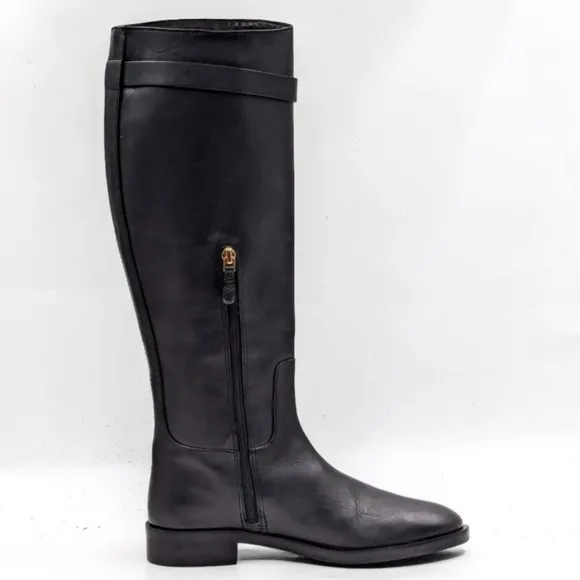 Tory Burch • T Hardware Equestrian Riding Boots Tall Black Leather