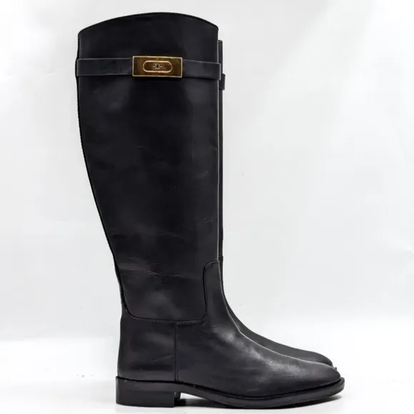 Tory Burch • T Hardware Equestrian Riding Boots Tall Black Leather