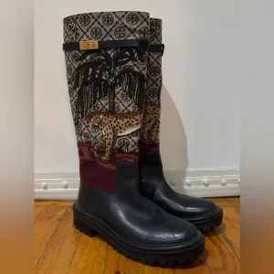 Tory Burch Wellington Boots Red Tall