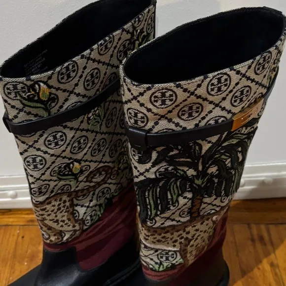 Tory Burch Wellington Boots Red Tall