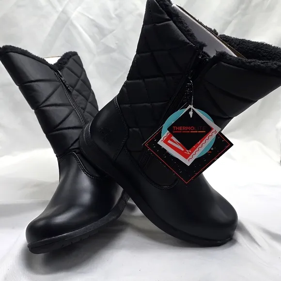Totes Edgen ThermoLite Black Winter Ladies 7 W Boots New In Box