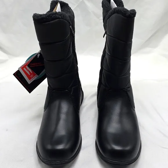 Totes Edgen ThermoLite Black Winter Ladies 7 W Boots New In Box