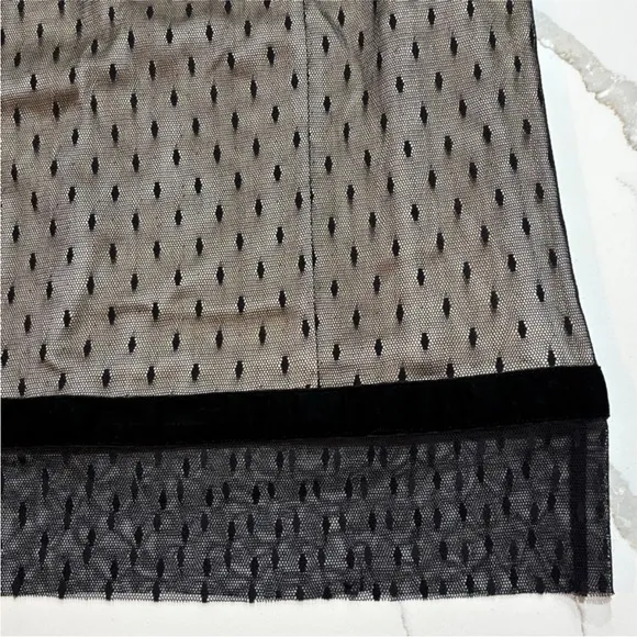 Tracy Reese | Black Taffetta Lace Mesh Skirt 8